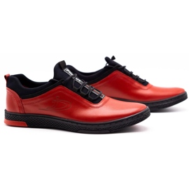 Polbut Zapato casual hombre piel rojo K24 con parte inferior negra 5