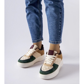 Zapatillas beige y verdes con plataforma Celso. 1 Zapatillas beige y verdes con plataforma Celso. 1