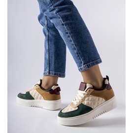 Zapatillas beige y verdes con plataforma Celso. 2