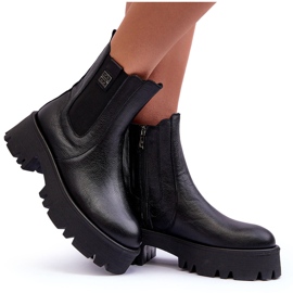 Lemar Botas Chelsea de piel con plataforma enorme, Black Lisencca negro 12