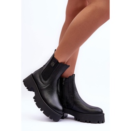 Lemar Botas Chelsea de piel con plataforma enorme, Black Lisencca negro 7