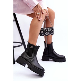 Lemar Botas Chelsea de piel con plataforma enorme, Black Lisencca negro 1