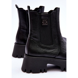 Lemar Botas Chelsea de piel con plataforma enorme, Black Lisencca negro 4