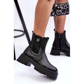 Lemar Botas Chelsea de piel con plataforma enorme, Black Lisencca negro 2