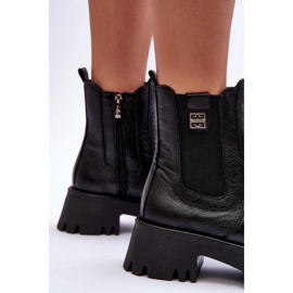 Lemar Botas Chelsea de piel con plataforma enorme, Black Lisencca negro 8