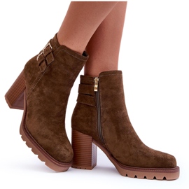 Botas de tacón alto de ante Makeline verde oliva marrón 9