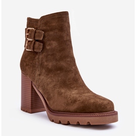 Botas de tacón alto de ante Makeline verde oliva marrón 1
