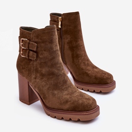 Botas de tacón alto de ante Makeline verde oliva marrón 2
