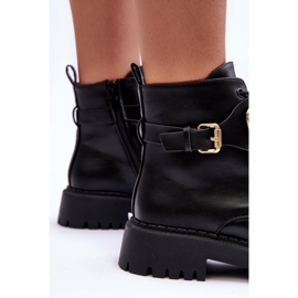 Botas Obrera De Mujer De Piel Con Adorno, Negro Lalede 7