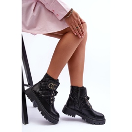 Botas Obreras Mujer Con Adorno, Toye Negro 1
