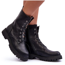 Botas de trabajo de cuero negro Lonevis marrón 9