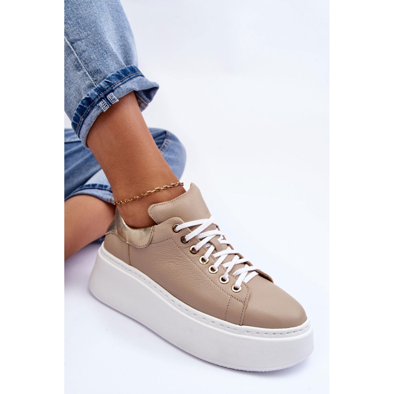 Lemar Deportivas Mujer Piel Plataforma Beige Milonia 1
