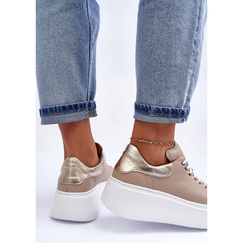 Lemar Deportivas Mujer Piel Plataforma Beige Milonia 2