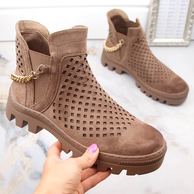 Botas trabajadoras mujer serraje marrón Potocki 12028 beige 1