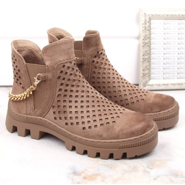 Botas trabajadoras mujer serraje marrón Potocki 12028 beige 2