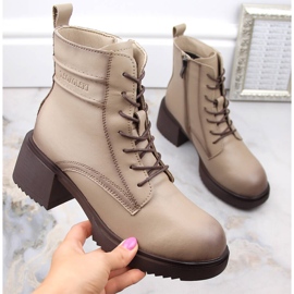 Botines de mujer de piel con tacón alto y plataforma T.Sokolski Z23-44 beige 1