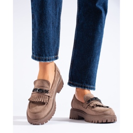 Mocasines de mujer Shelovet de ante beige 2