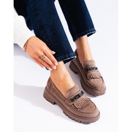 Mocasines de mujer Shelovet de ante beige 1