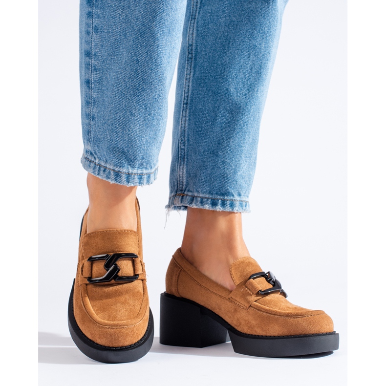 Zapatos tacón mujer Shelovet ante camel marrón 1