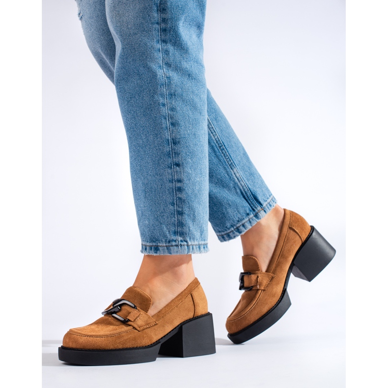 Zapatos tacón mujer Shelovet ante camel marrón 2