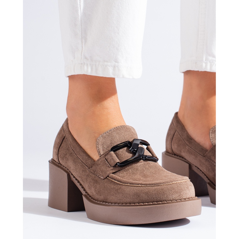 Zapatos tacón mujer Shelovet ante beige 2