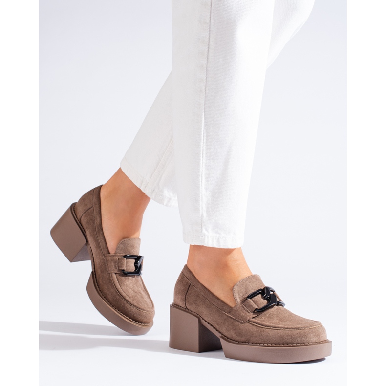 Zapatos tacón mujer Shelovet ante beige 1