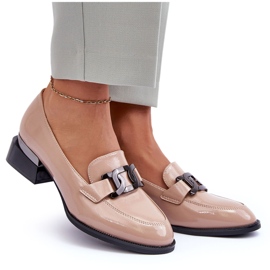 Vinceza Zapatos charol, Mocasines tacón Sakina Beige 8