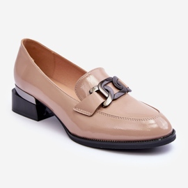Vinceza Zapatos charol, Mocasines tacón Sakina Beige 1