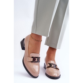 Vinceza Zapatos charol, Mocasines tacón Sakina Beige 4