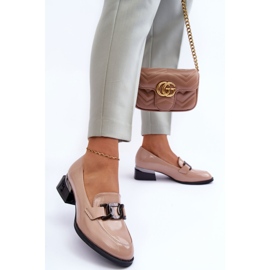 Vinceza Zapatos charol, Mocasines tacón Sakina Beige 6