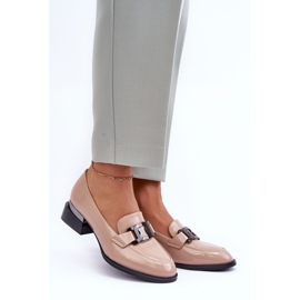 Vinceza Zapatos charol, Mocasines tacón Sakina Beige 3