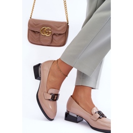 Vinceza Zapatos charol, Mocasines tacón Sakina Beige 7