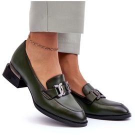 Vinceza Zapatos De Piel Mocasines Con Tacones Altos, Sakina Verde Oscuro 7
