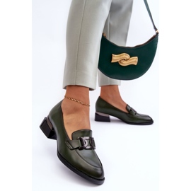 Vinceza Zapatos De Piel Mocasines Con Tacones Altos, Sakina Verde Oscuro 6