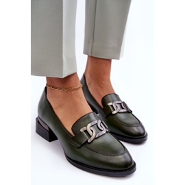 Vinceza Zapatos De Piel Mocasines Con Tacones Altos, Sakina Verde Oscuro 5