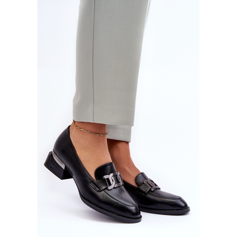 Vinceza Zapatos De Piel Mocasines Con Tacón Alto, Sakina Negro 2