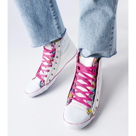 Zapatillas altas blancas con flores Marphisa. blanco 2