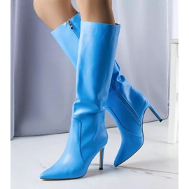 BM Botas azules de tacón alto de Jaylin. 1