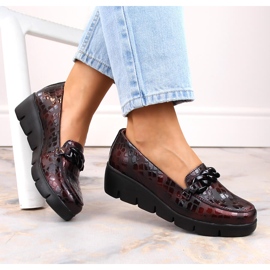 Zapatos cuña mujer piel burdeos Filippo DP4128 rojo 6