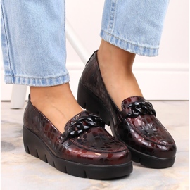 Zapatos cuña mujer piel burdeos Filippo DP4128 rojo 8