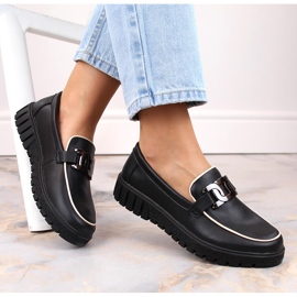 Zapatos de mujer de piel negra con plataforma y cadena, Filippo DP4728 negro 7