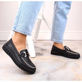 Zapatos de mujer de piel negra con plataforma y cadena, Filippo DP4728 negro 8