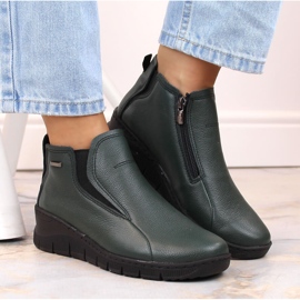 Botas cuña mujer cómodas de piel, aislantes verde Helios 552.566 7