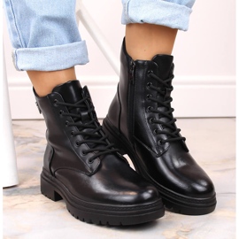 Botas de mujer negras con cordones y cremallera Potocki SZ12203 negro 5