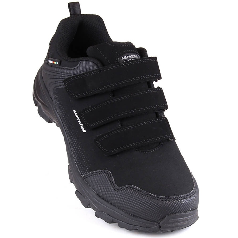 Zapatillas deportivas juveniles trekking con velcro, softshell, negro American Club 1