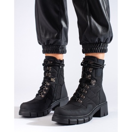 Botas de trabajo con cordones para mujer negras de Vinceza negro 1