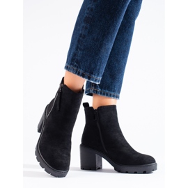Botines de ante marrón con tacón ancho de Vinceza negro 3