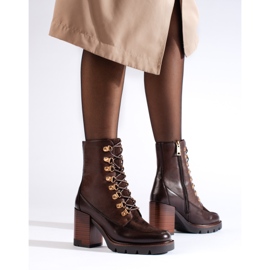 Botines Vinceza marrones con cordones marrón 2