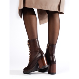 Botines Vinceza marrones con cordones marrón 3