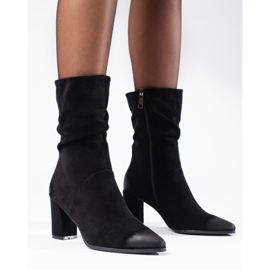 Botines de tacón negros elegantes de ante de Vinceza 3